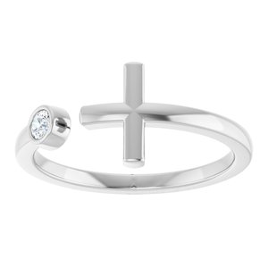 Platinum .06 CTW Natural Diamond Negative Space Cross Ring