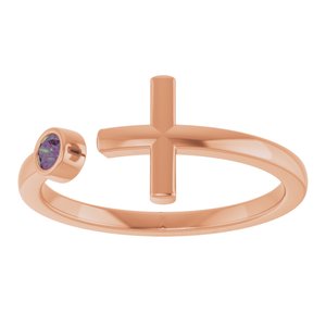 14K Rose Gold Natural Alexandrite Negative Space Cross Ring