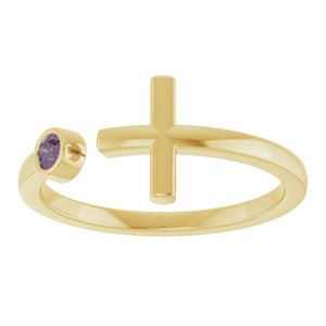 14K Yellow Gold Natural Alexandrite Negative Space Cross Ring