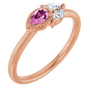 14K Rose Gold Natural Pink Sapphire & 1/8 CTW Natural Diamond Ring
