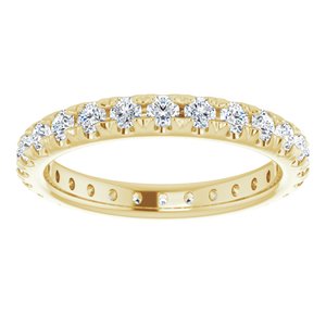 14K Yellow Gold 3/4 CTW French Set Natural Diamond Eternity Band Size 4