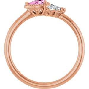 14K Rose Gold Natural Pink Sapphire & 1/8 CTW Natural Diamond Ring