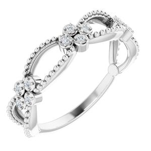 Sterling Silver .06 CTW Natural Diamond Stackable Bead Ring