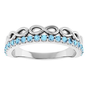 Platinum Natural Aquamarine Infinity-Inspired Stackable Ring