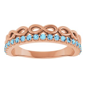 14K Rose Gold Natural Aquamarine Infinity-Inspired Stackable Ring