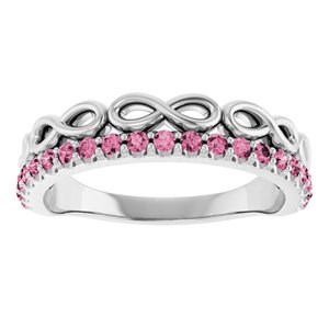 Sterling Silver Natural Pink Tourmaline Infinity-Inspired Stackable Ring