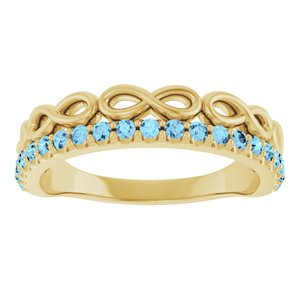 14K Yellow Gold Natural Aquamarine Infinity-Inspired Stackable Ring