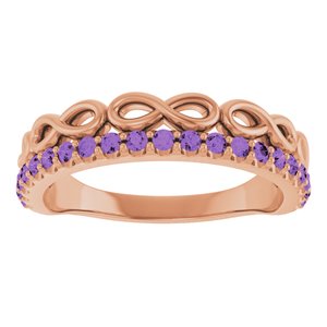 14K Rose Gold Natural Amethyst Infinity-Inspired Stackable Ring