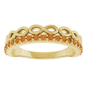 14K Yellow Gold Natural Citrine Infinity-Inspired Stackable Ring