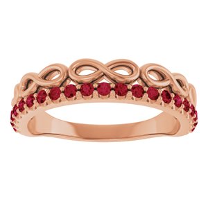 14K Rose Gold Natural Ruby Infinity-Inspired Stackable Ring