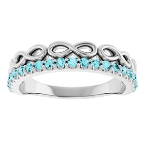 Sterling Silver Natural Blue Zircon Infinity-Inspired Stackable Ring