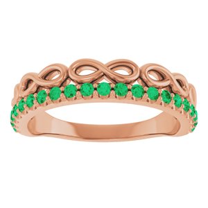 14K Rose Gold Natural Emerald Infinity-Inspired Stackable Ring