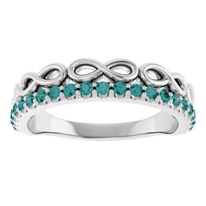 14K White Gold Natural Alexandrite Infinity-Inspired Stackable Ring