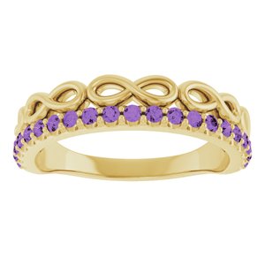 14K Yellow Gold Natural Amethyst Infinity-Inspired Stackable Ring