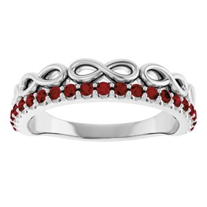 Sterling Silver Natural Mozambique Garnet Infinity-Inspired Stackable Ring