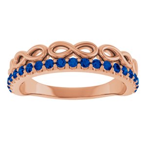 14K Rose Gold Natural Blue Sapphire Infinity-Inspired Stackable Ring