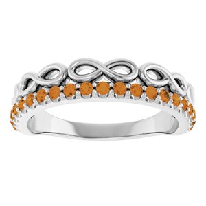 Sterling Silver Natural Citrine Infinity-Inspired Stackable Ring