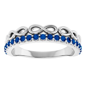 Platinum Natural Blue Sapphire Infinity-Inspired Stackable Ring