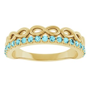 14K Yellow Gold Natural Blue Zircon Infinity-Inspired Stackable Ring