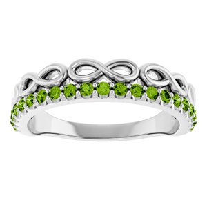 Platinum Natural Peridot Infinity-Inspired Stackable Ring