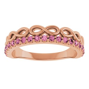 14K Rose Gold Natural Pink Tourmaline Infinity-Inspired Stackable Ring
