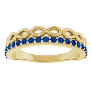 14K Yellow Gold Natural Blue Sapphire Infinity-Inspired Stackable Ring