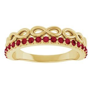 14K Yellow Gold Natural Ruby Infinity-Inspired Stackable Ring