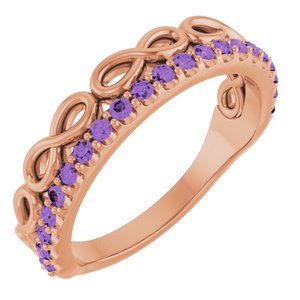 14K Rose Gold Natural Amethyst Infinity-Inspired Stackable Ring