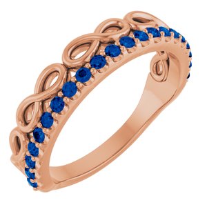 14K Rose Gold Natural Blue Sapphire Infinity-Inspired Stackable Ring