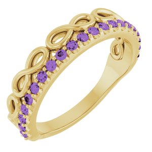 14K Yellow Gold Natural Amethyst Infinity-Inspired Stackable Ring