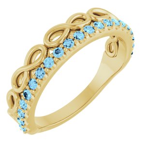14K Yellow Gold Natural Aquamarine Infinity-Inspired Stackable Ring