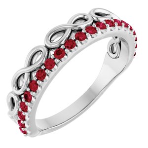 14K White Gold Natural Ruby Infinity-Inspired Stackable Ring