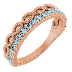 14K Rose Gold Natural Aquamarine Infinity-Inspired Stackable Ring