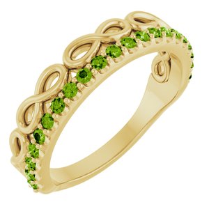 14K Yellow Gold Natural Peridot Infinity-Inspired Stackable Ring