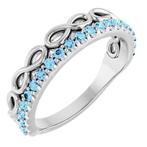 Platinum Natural Aquamarine Infinity-Inspired Stackable Ring