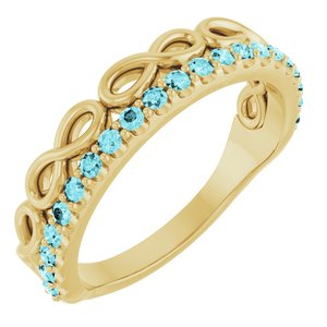14K Yellow Gold Natural Blue Zircon Infinity-Inspired Stackable Ring