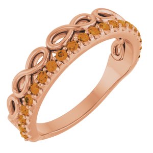 14K Rose Gold Natural Citrine Infinity-Inspired Stackable Ring