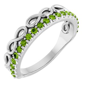 14K White Gold Natural Peridot Infinity-Inspired Stackable Ring