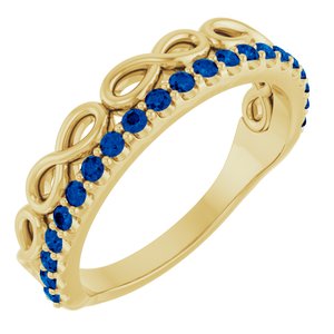14K Yellow Gold Natural Blue Sapphire Infinity-Inspired Stackable Ring