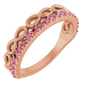 14K Rose Gold Natural Pink Tourmaline Infinity-Inspired Stackable Ring