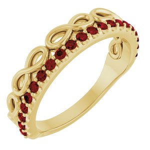 14K Yellow Gold Natural Mozambique Garnet Infinity-Inspired Stackable Ring