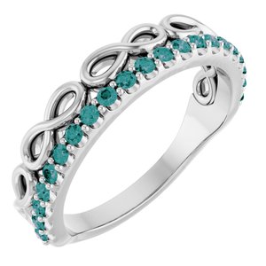 Platinum Natural Alexandrite Infinity-Inspired Stackable Ring