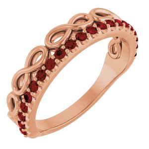 14K Rose Gold Natural Mozambique Garnet Infinity-Inspired Stackable Ring