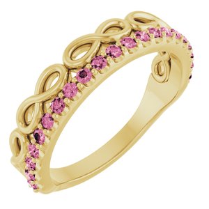 14K Yellow Gold Natural Pink Tourmaline Infinity-Inspired Stackable Ring