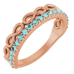 14K Rose Gold Natural Blue Zircon Infinity-Inspired Stackable Ring