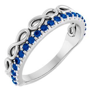 Sterling Silver Natural Blue Sapphire Infinity-Inspired Stackable Ring