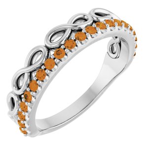 Platinum Natural Citrine Infinity-Inspired Stackable Ring