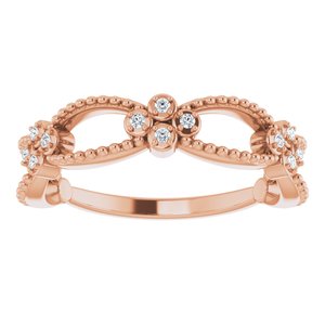 14K Rose Gold .06 CTW Natural Diamond Stackable Bead Ring