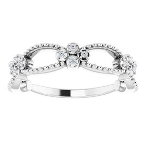 Platinum .06 CTW Natural Diamond Stackable Bead Ring