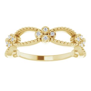 14K Yellow Gold .06 CTW Natural Diamond Stackable Beaded Ring